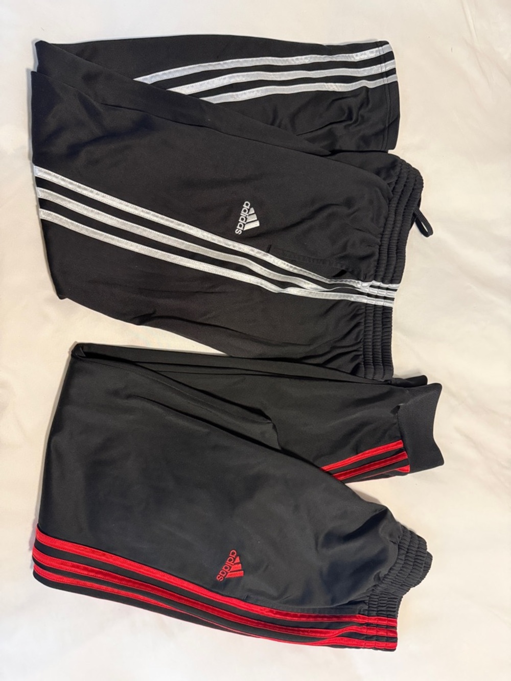 adidas Kids Sweatpants Black with White & Black with Red Stripes